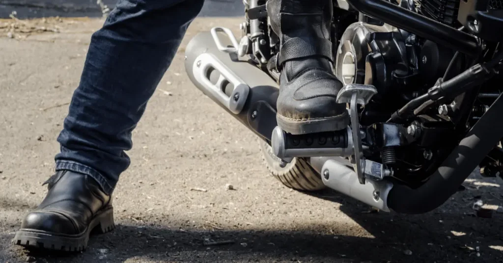 Boots that motorcycle riders wear.